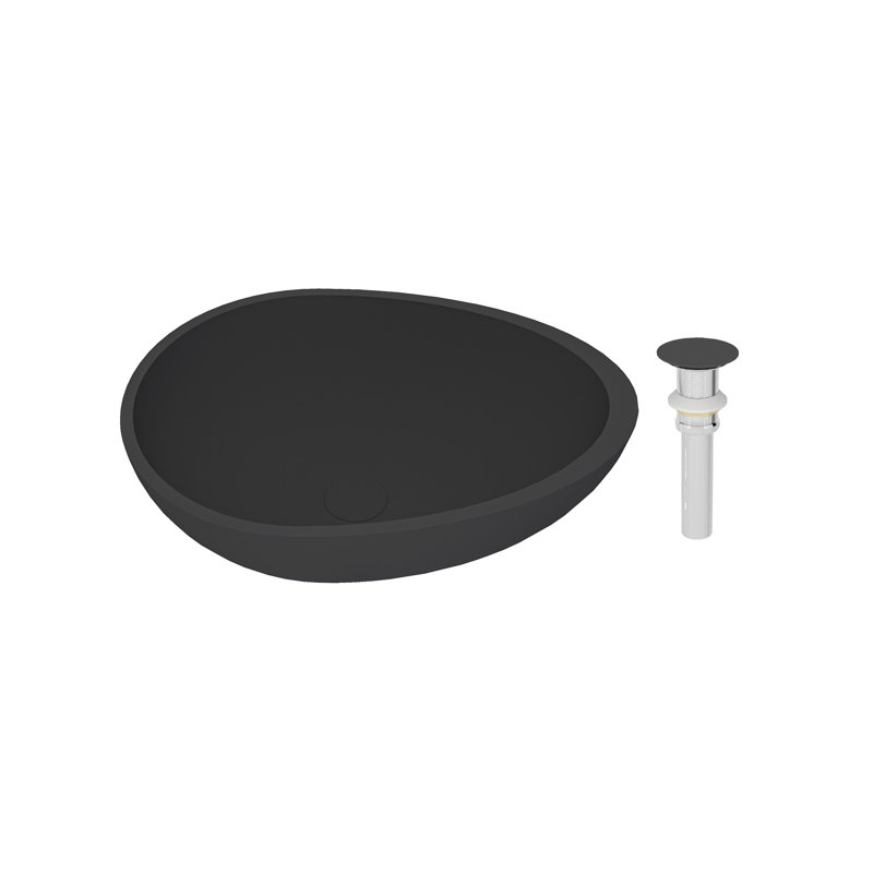 CASAINC Maple 15.35'' Concrete Oval Bathroom Sink, Black Earth