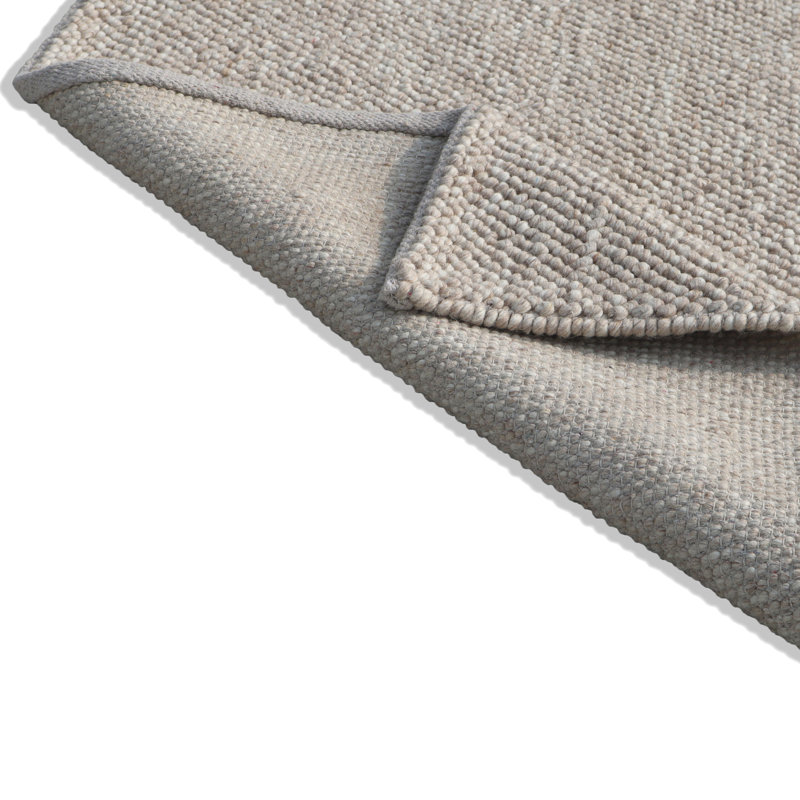 Bubble Polka Dots Handmade Loop Pile Weave Sandy Beige Wool Area Rug By Tufty Home, Rectangle 2' x 3'