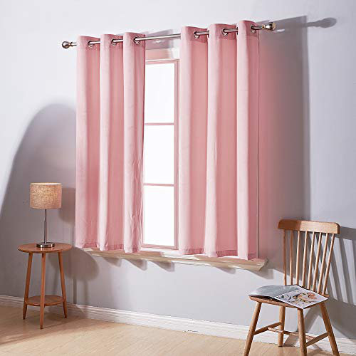 Room Darkening Curtain Pair, Pink, 38" W x 16" L