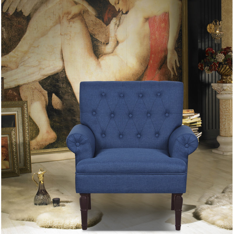 Schleicher Upholstered Armchair, Ocean Blue Linen