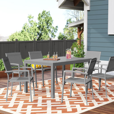 6 - Person Patio Dining Set with Extendable Rectangular Table