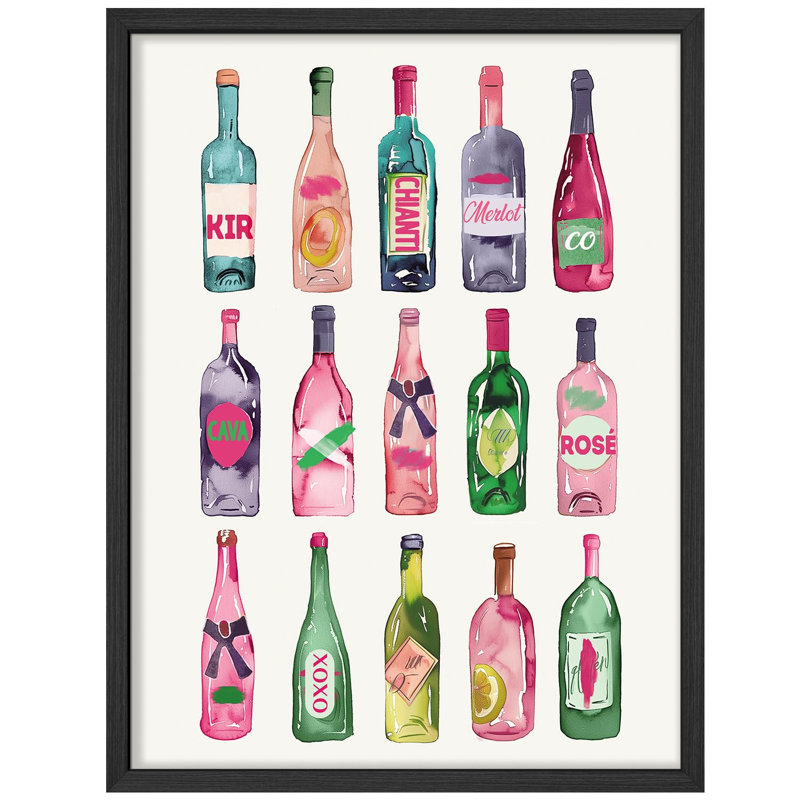 Bouteille de vin colorée, H 14 po x l 11 po, Noir
