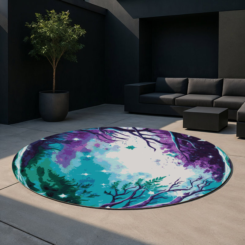 Ethereal Bloom Indoor And Outdoor Area Rug, Round 5'
