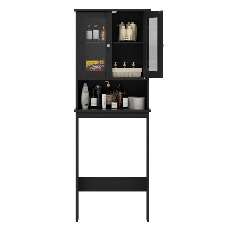  Armoire de salle de bain au-dessus de la toilette Bellavance 65,4 "H, Noir