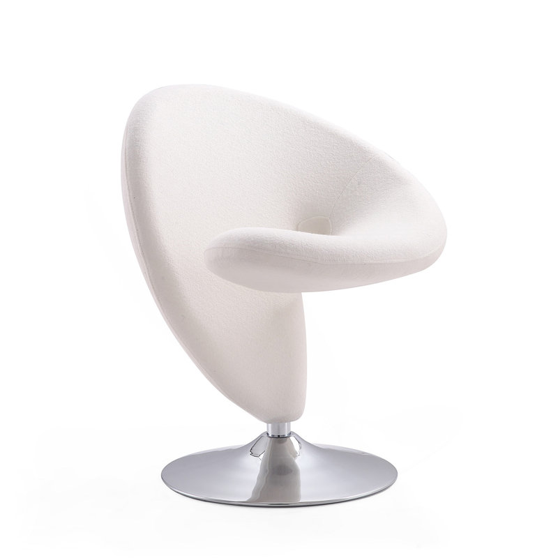 Curl Wool Blend Swivel Lounge Chair, Cream