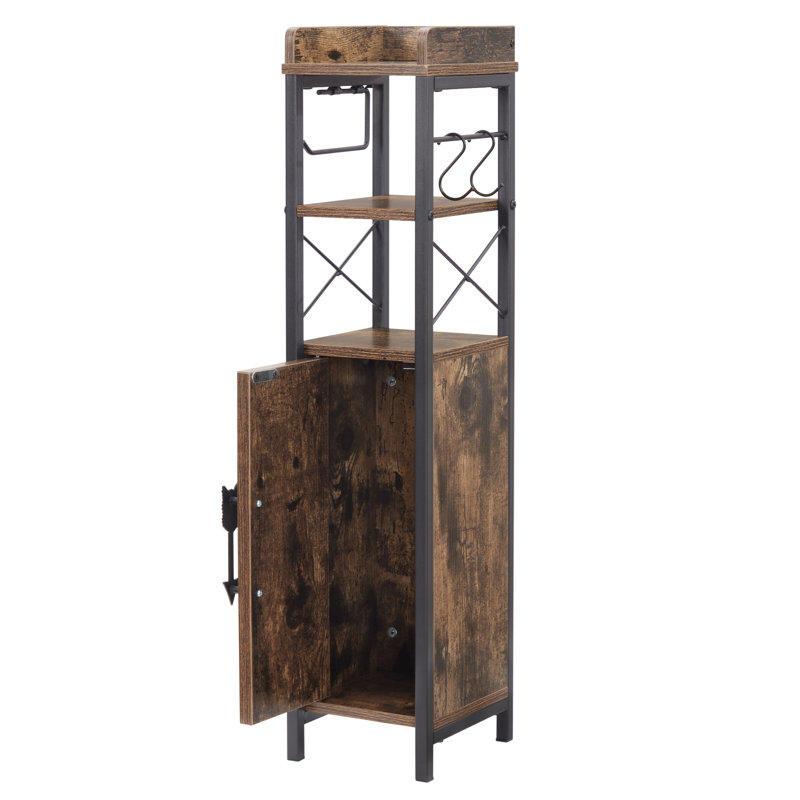 Haslom Freestanding Linen Cabinet, Brown/Black