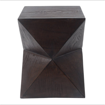 Table d'appoint d'extérieur 14,25 po en grain de bois naturel avec finition symétrique Prismatic Symmetry en béton avec design symétrique - Résistant aux intempéries pour le patio, le jardin ou le balcon