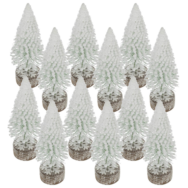 6"H Pine Trees - Set of 12 - White