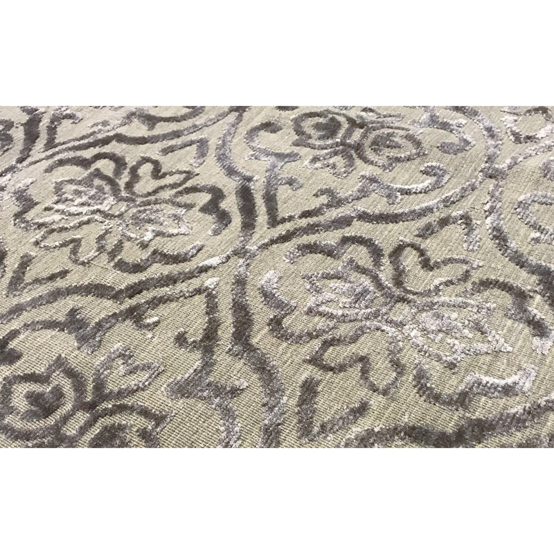 Jakat Cotton and Wool Damask Area Rug