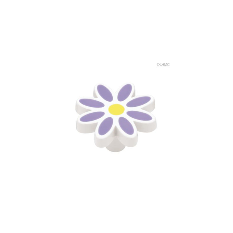 (5 Pack) 1-7/16 inch Whimsical Daisy Knob Lavender