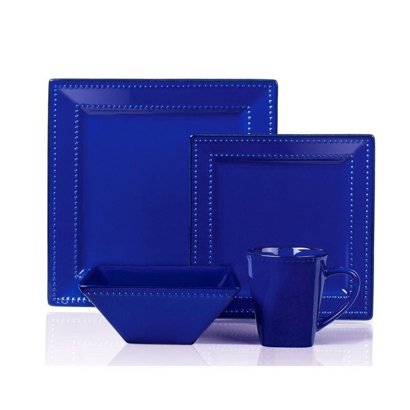 Service de table 16 pièces en grès perlé Lorren Home Trends, bleu