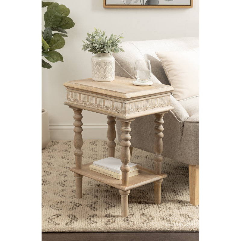 Patresa Wooden Rectangle Living Room Side Table