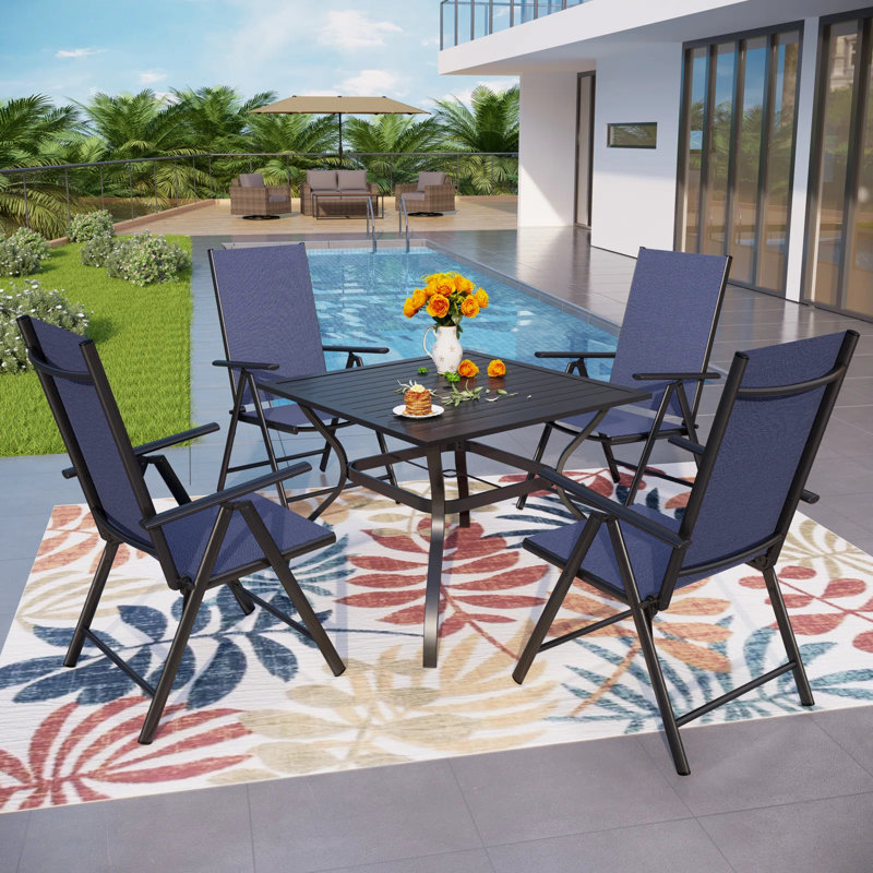 4 - Person Patio Dining Set with, Blue