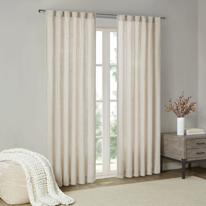 Rideau simple avec passe-tringle 50 po x 84 po Beal, Naturel, L 50 po x L 84 po