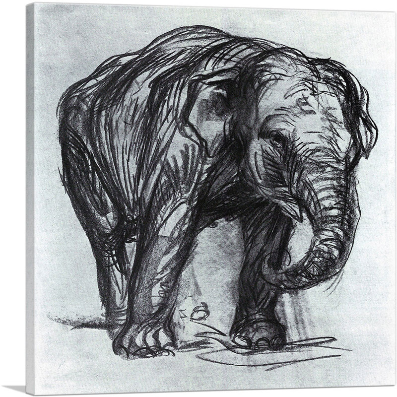 «Elephant 1907» par Franz Marc, reproduction d'art sur toile tendue, H 18 po x l 18 po x P 0,75 po