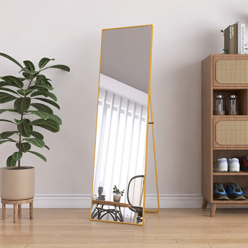 Metal Rectangle Floor Mirror, Gold