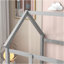 Lit simple en bois avec structure de toit de maison, garde-corps de clôture, gris-1409396877