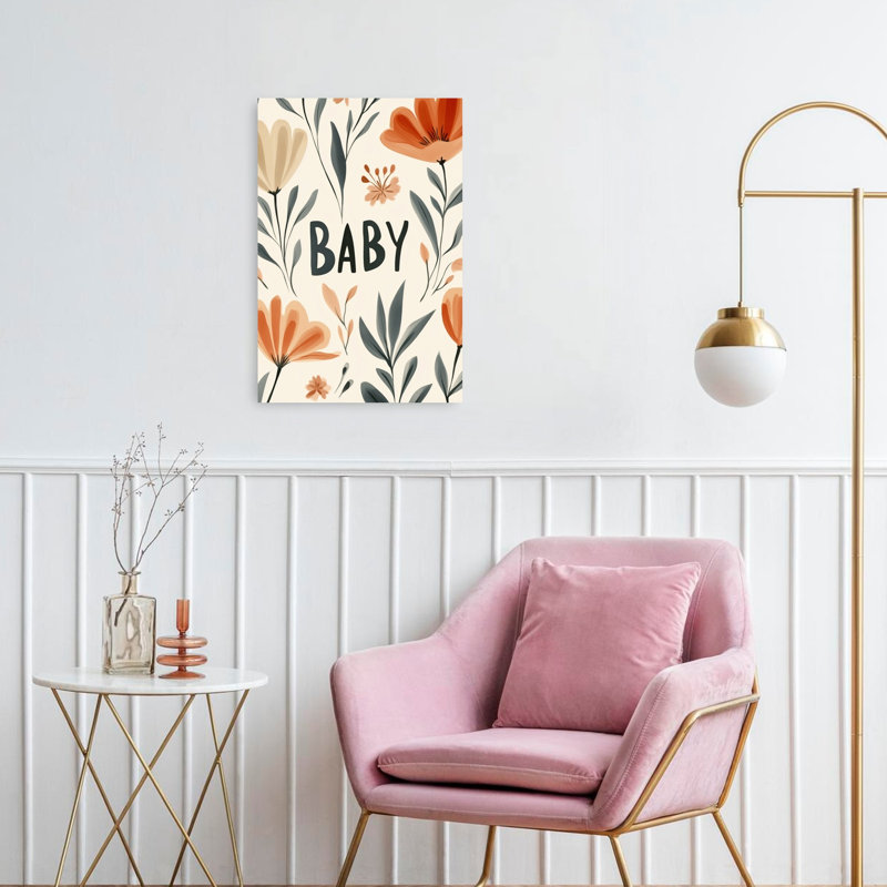 Affiche murale moderne, organique et fantaisiste représentant un paysage floral, « Blossom Welcome »., H 24 po x l 16 po