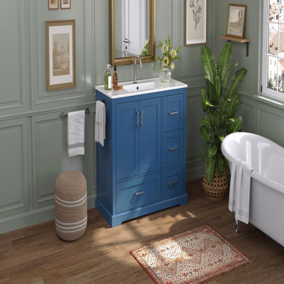 Meuble-lavabo 42 po avec lavabo en céramique 42 po - Bleu