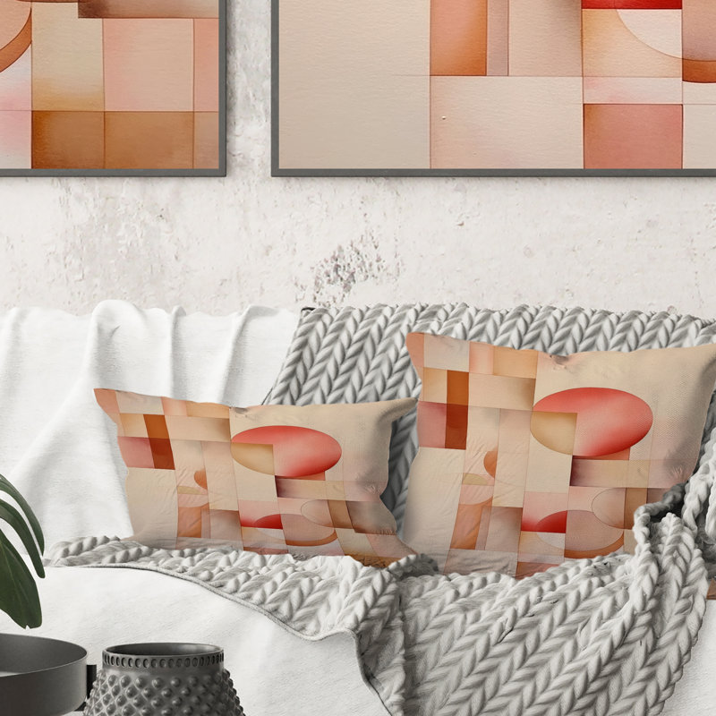 Coussin Peach and Yellow Minimalist Harmony VII - Abstract Minimalisme