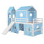 Lit mezzanine simple avec tente et tour rose Slide - Bleu