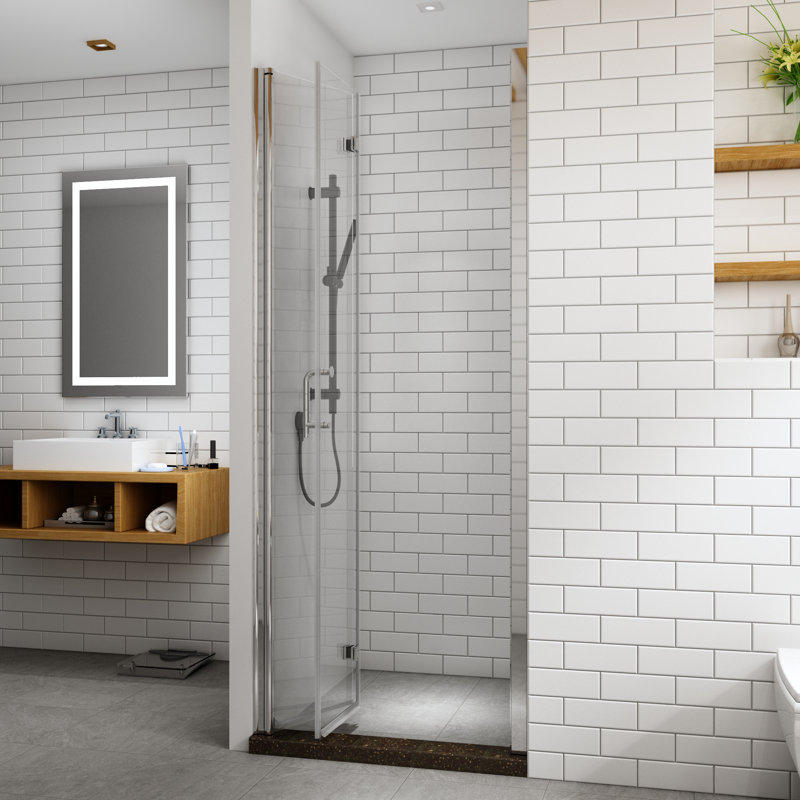 30"-31 1/4" W x 72" H Folding Frameless Glass Shower Door Pivot Swing