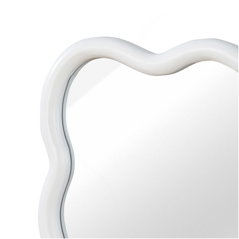 Miroir décoratif rectangulaire en bois massif ondulé blanc 24 po x 36 po, pour chambre à coucher, salle de bain, salon, vestibule