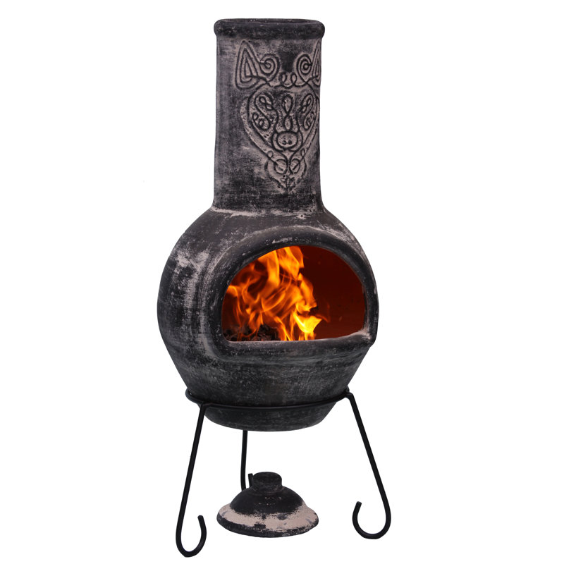 Wulfryc Column Clay Smokeless Chimnea, Black