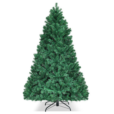 7 Feet Pre-Lit Artificial Christmas Tree With 300 Warm White LED Lights, 1096 Branches Tips