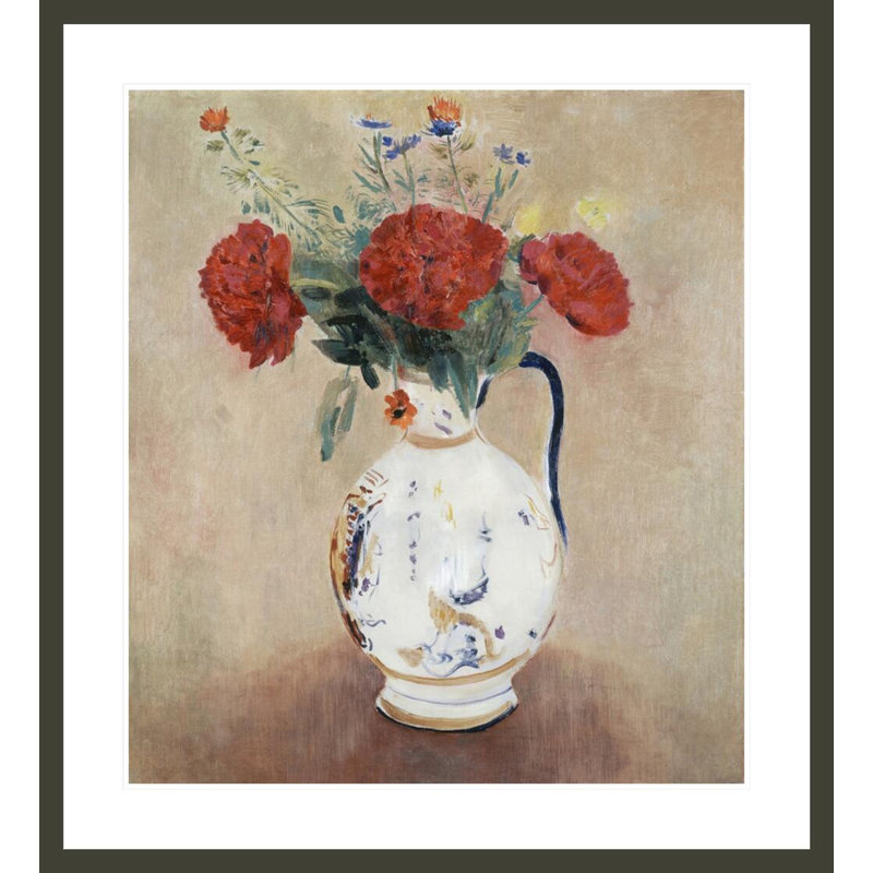 Peonies by Odilon Redon -Framed Giclee Print, 36.85" H x 33.5" W