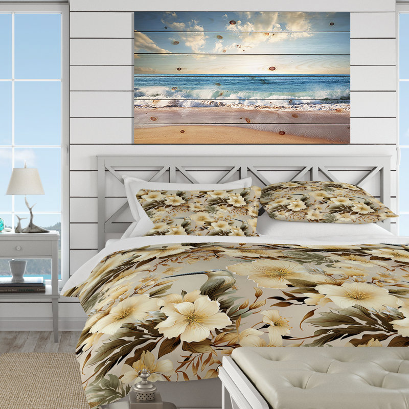 Ensemble de housse de couette Natural Tranquility Tropical, Housse de couette simple + 1 taie décorative stan