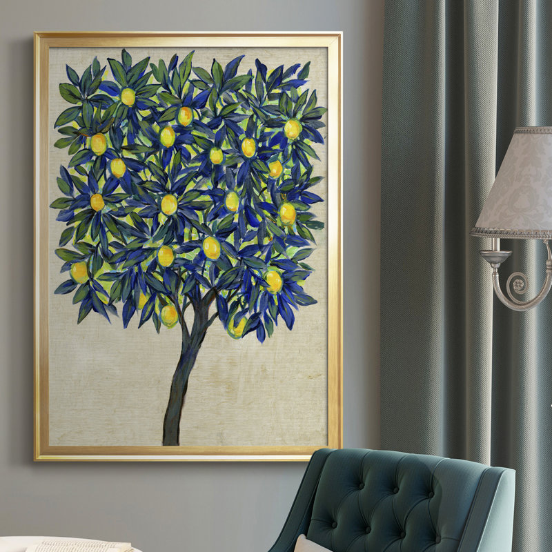 «Lemon Tree Composition II», toile encadrée de qualité supérieure - prête à être accrochée, Cadre doré