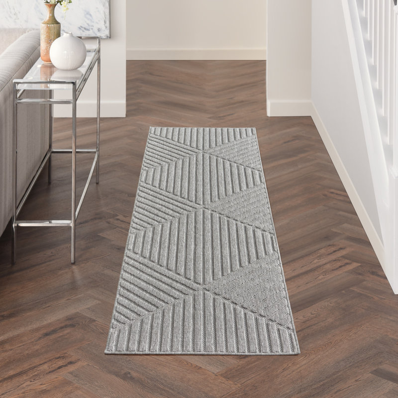 Tapis intérieur / extérieur gris Mira, Tapis de couloir 2 pi 2 po x 10 pi