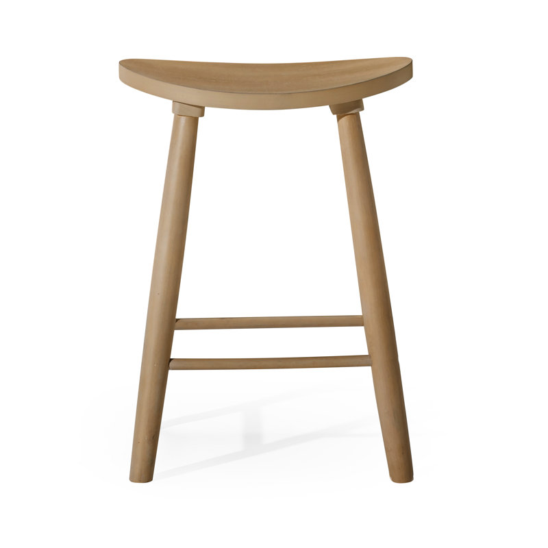 Maven Lane Luna Backless Stool in Wood Finish, Light Oak, Counter Stool (26" Seat Height)