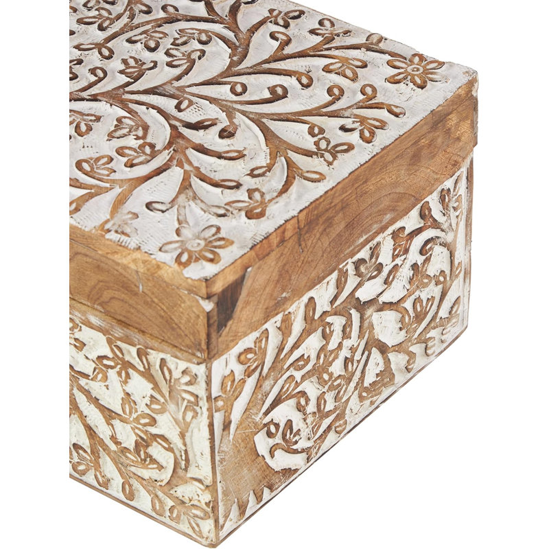 Boîte décorative en bois avec couvercle à charnière, ensemble de 3 boîtes de rangement 8 ", 10", l 12 ", brun