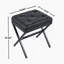 Tabouret / Chaise, 1 pièce, cuir noir, pieds en métal, 40,5 x 33,5 x 44,5 cm-494668039