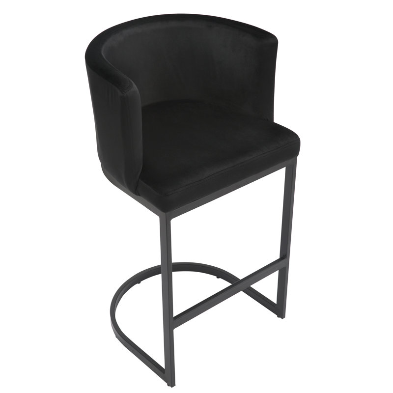 Adelaid Upholstered Counter Stool with Metal Frame, Black