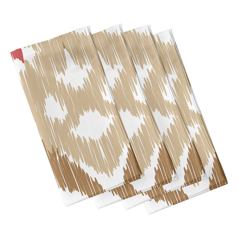 Mallery Polyester Ikat Square Napkin, Taupe