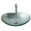 Lavabo de salle de bain en verre trempé argenté de haute qualité, bonde escamotable pour l'entretien facile, vasque en forme de bateau de 22,83 pouces de profondeur, débit d'eau régulier, installation au-dessus du comptoir,