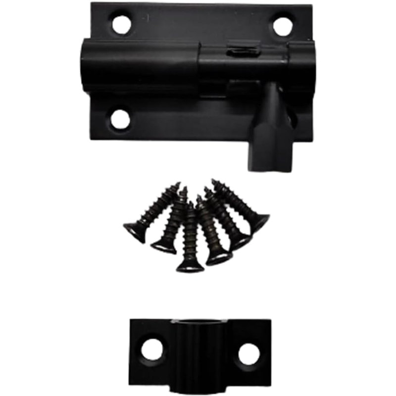 Black Straight Barrel Bolt Shutter / Door Accessory, 5cm H x 2.4cm W x 1.2cm D