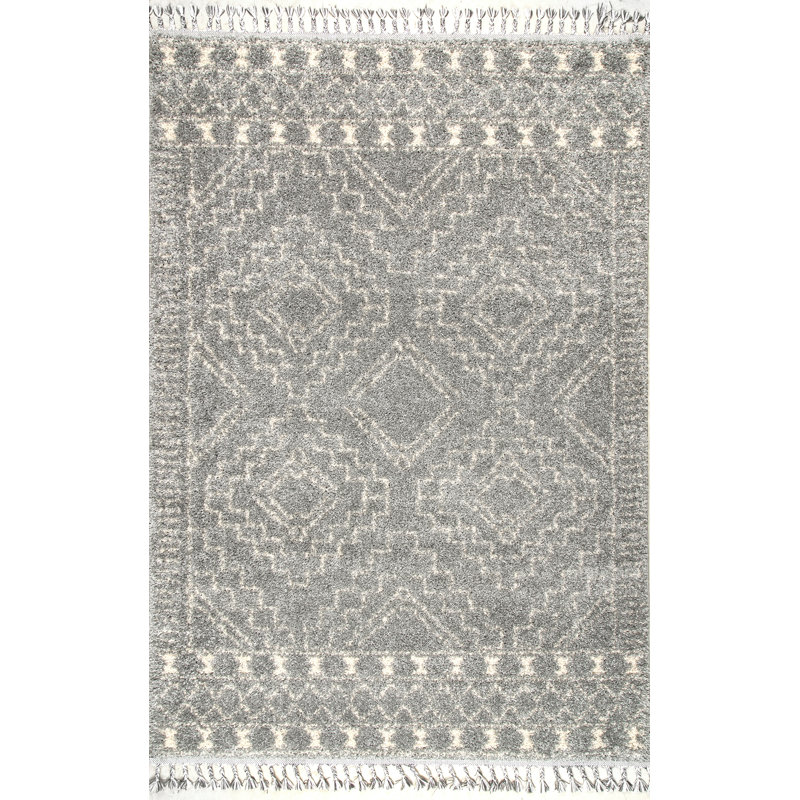 Tapis argent de style Sud-Ouest Croxley, Rectangle 3 pi x 5 pi