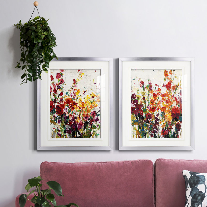 «Wildflowers Blooming I», reproduction encadrée de qualité supérieure - prête à être accrochée