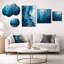«Blue Cubic Matrix V», ensemble de 5 décorations murales abstraites sur toile et métal (100 po x 40 po)-1350948632