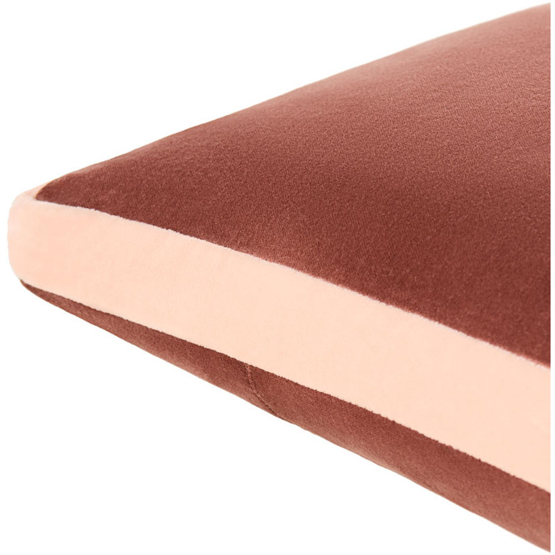  Nicholas Cotton Throw Pillow, Brown/Pink, Down, 18" x 18"
