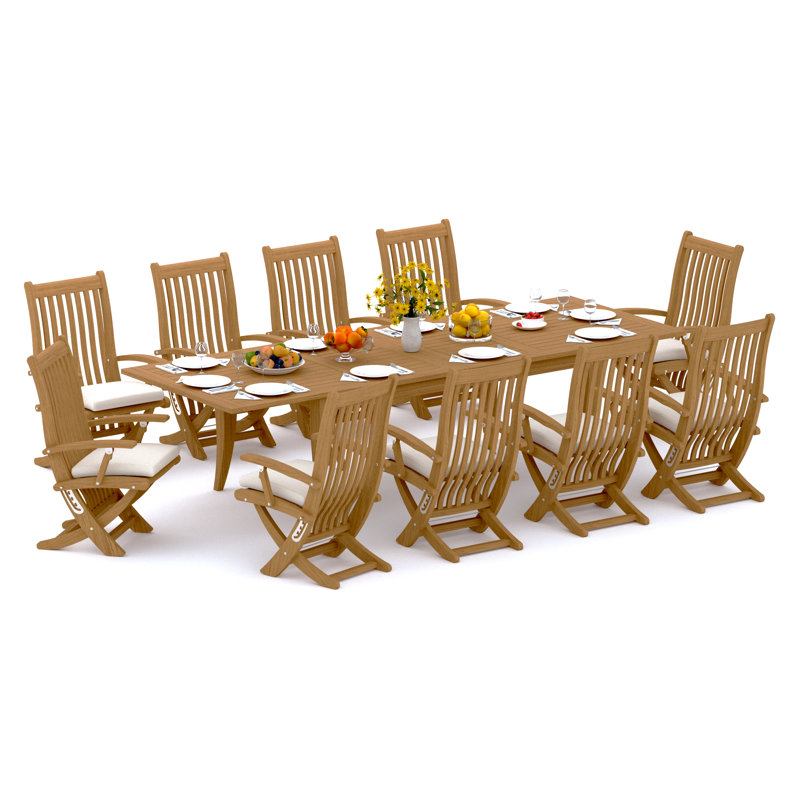 7 Pcs Grade-A Teak Wood Dining Set: 122" Atnas Double Extension Rectangle Table And 6 Warwick Reclining Arm Chairs #11Wa2806