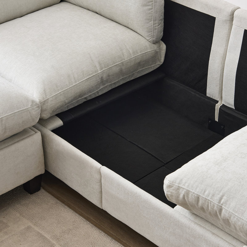 Canapé modulaire en U rembourré avec rangement en chenille Spacieux