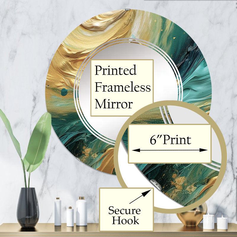 Kohaku - Miroir mural moderne rond, 32 po x 32 po
