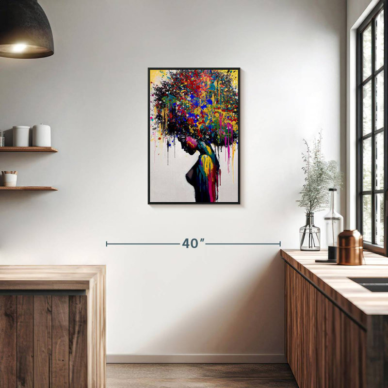 Afro Color Splash, Floating Frame Black, 21" x 31"