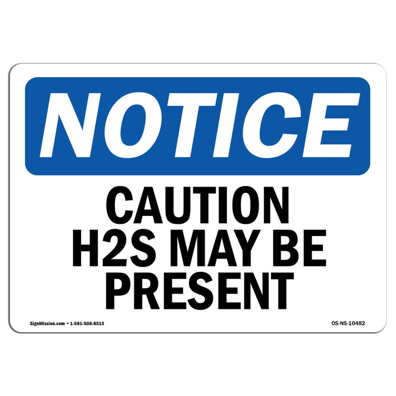 Panneau d'avertissement «Attention H2S», H 12 po x l 18 po x P 0,1 po