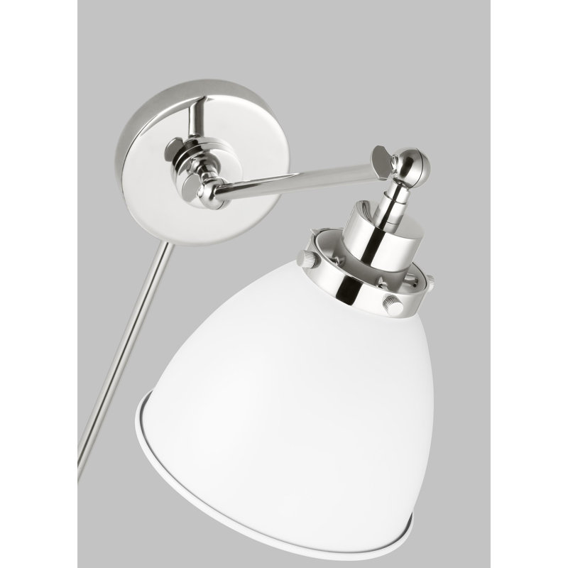 Wellfleet 1 - Light Armed Sconce, Matte White, Polished Nickel